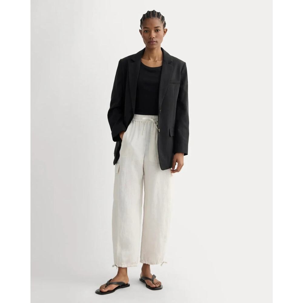 New w/Tag Everlane Natural Chambray Drawstring Cargo Curve Barrel Pants Medium